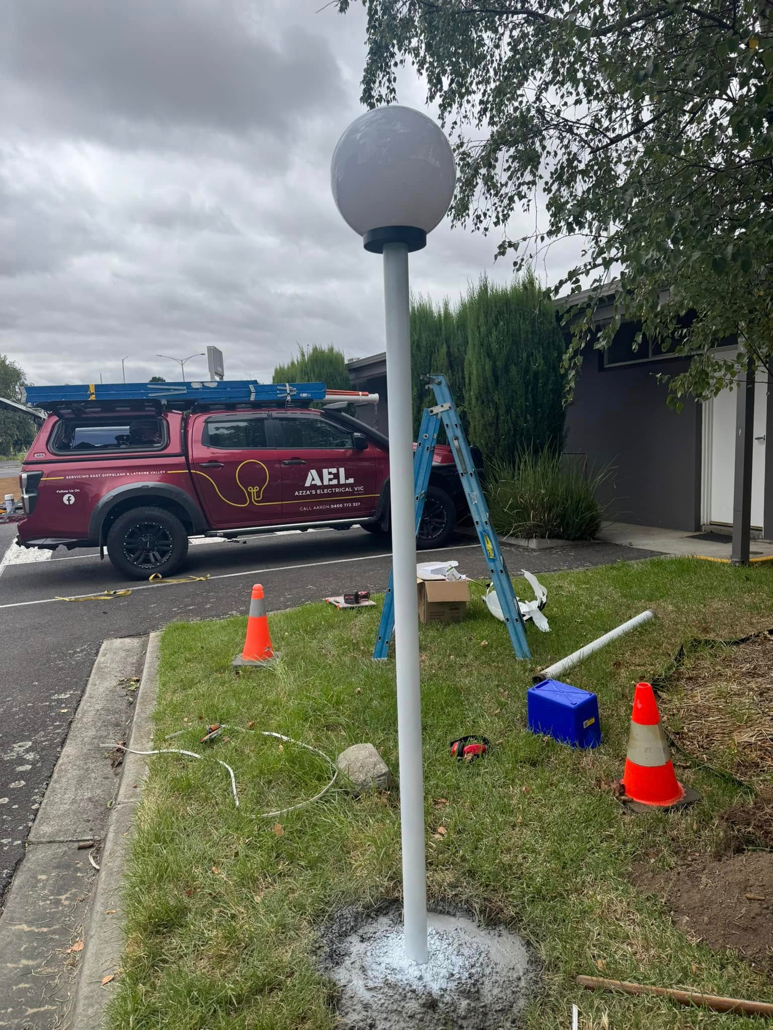 Commercial bollard light installation