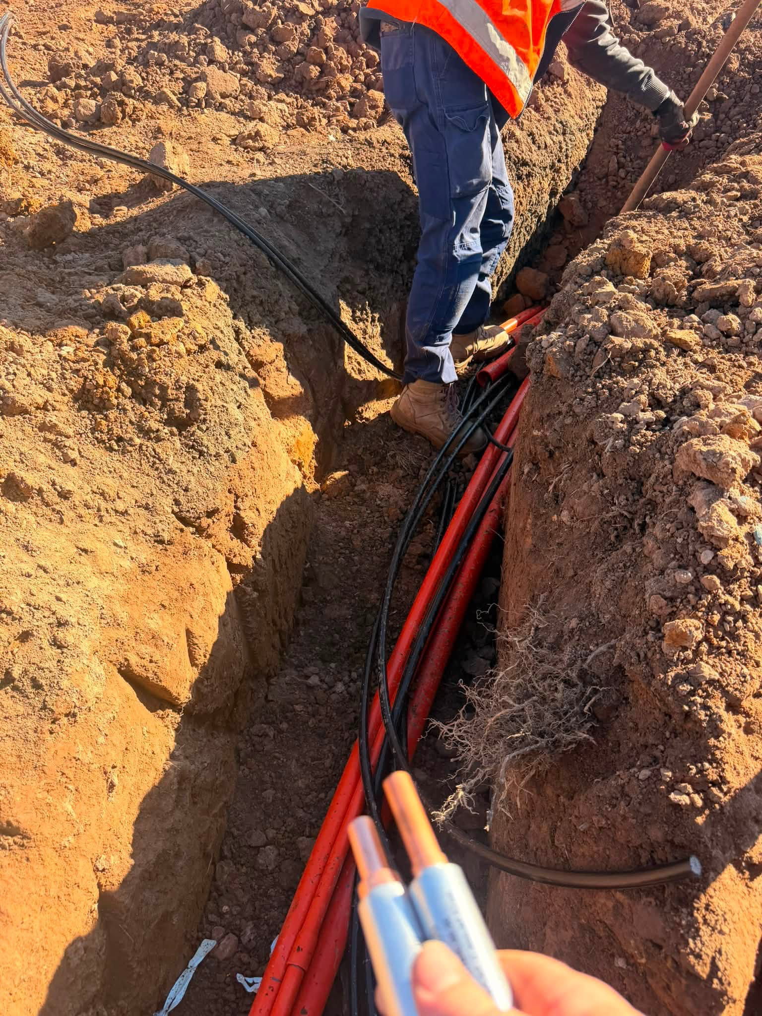 Electrical cables in underground trench