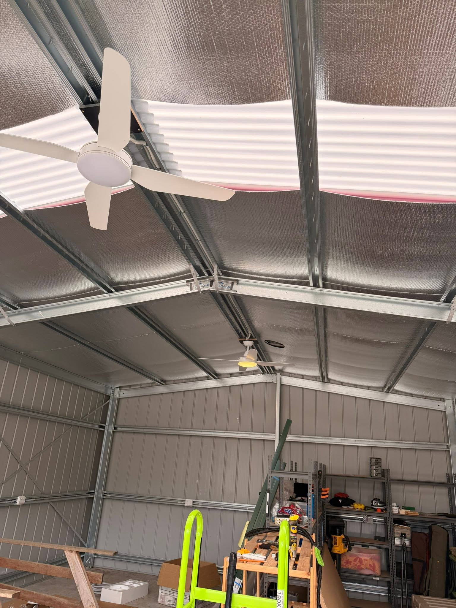 Shed ceiling fans and electrical fitout